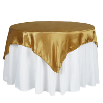 60"x60" Gold Square Smooth Satin Table Overlay