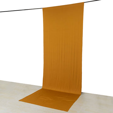 Gold 4-Way Stretch Spandex Backdrop Curtain with Rod Pockets, Wrinkle Resistant Drapery Panel - 5ftx14ft