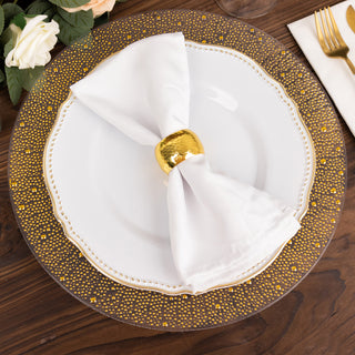 Create a Visually Stunning Table Decor with Clear/Gold Pearl Beaded Charger Plates