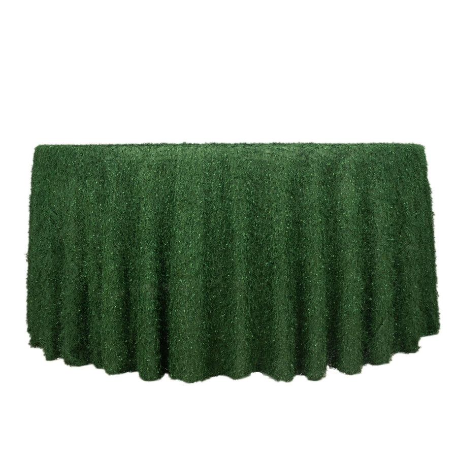 120inch Green Fringe Shag Polyester Round Tablecloth