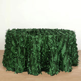 132inches Green Leaf Petal Taffeta Round Tablecloth