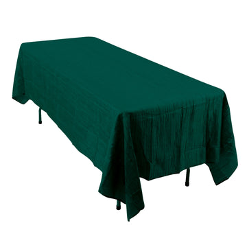 60"x102" Hunter Emerald Green Accordion Crinkle Taffeta Seamless Rectangle Tablecloth