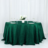 132inch Hunter Emerald Green Accordion Crinkle Taffeta Seamless Round Tablecloth