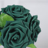 24 Roses | 5inch Hunter Emerald Green Artificial Foam Flowers With Stem Wire and Leaves#whtbkgd