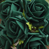 24 Roses | 2inch Hunter Green Artificial Foam Flowers With Stem Wire and Leaves#whtbkgd