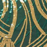 12x108inch Hunter Emerald Green Gold Wave Mesh Table Runner With Embroidered Sequins#whtbkgd