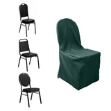 Hunter Emerald Green Polyester Banquet Chair Cover, Reusable Stain Resistant Slip On Chair Cover