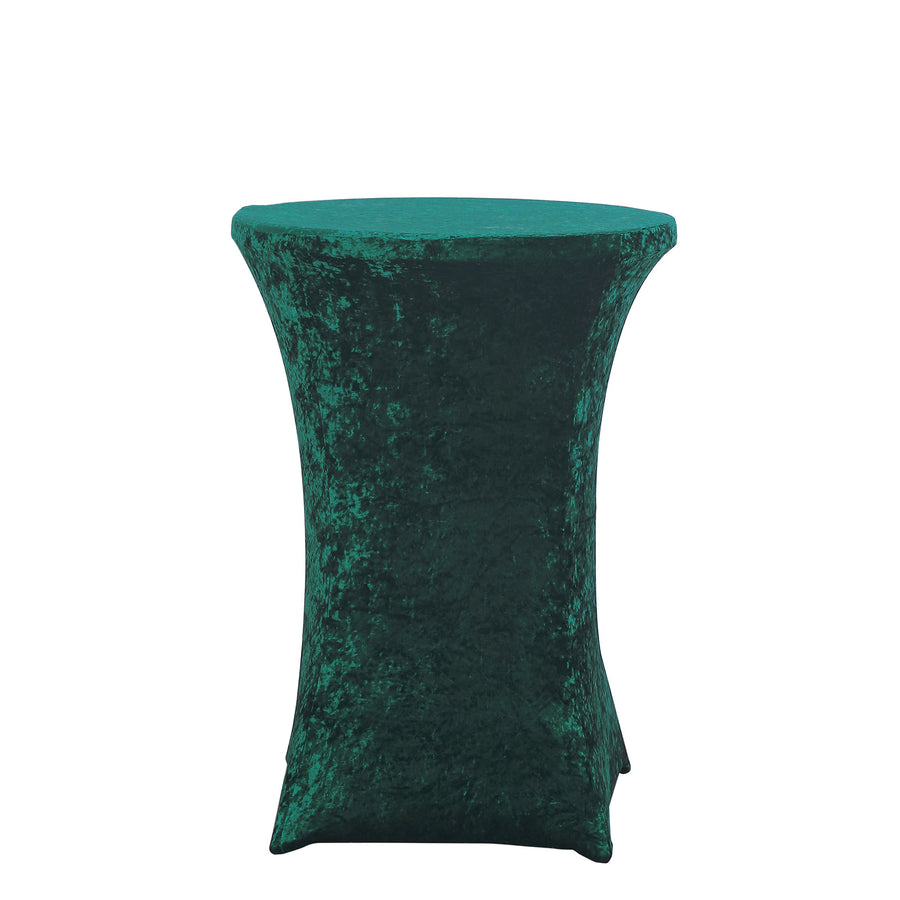 Hunter Emerald Green Premium Velvet Spandex Fit Cocktail Tablecloth With Foot Pockets