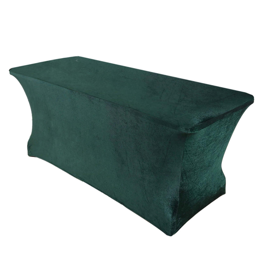 Hunter Emerald Green Premium Velvet Spandex Rectangle Tablecloth 6ft Wrinkle Free