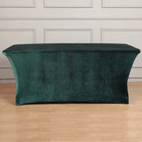 Hunter Emerald Green Premium Velvet Spandex Rectangle Tablecloth 6ft Wrinkle Free