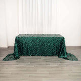 90"x156" Hunter Emerald Green Seamless Big Payette Sequin Rectangle Tablecloth Premium for 8 Foot Table With Floor-Length Drop