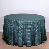 120" Hunter Emerald Green Seamless Diamond Glitz Sequin Round Tablecloth for 5 Foot Table With Floor-Length Drop