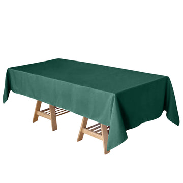 60"x102" Hunter Emerald Green Seamless Polyester Rectangular Tablecloth
