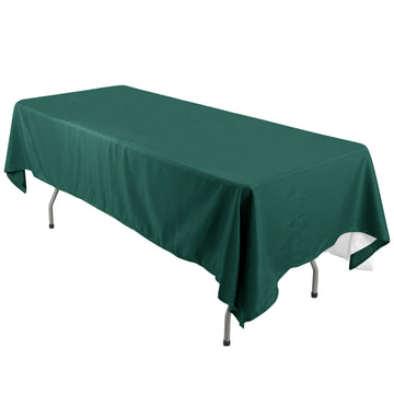 60"x126" Hunter Emerald Green Seamless Polyester Rectangular Tablecloth