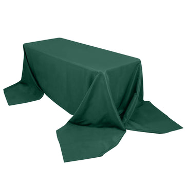 90"x156" Hunter Emerald Green Seamless Premium Polyester Rectangular Tablecloth - 220GSM for 8 Foot Table With Floor-Length Drop