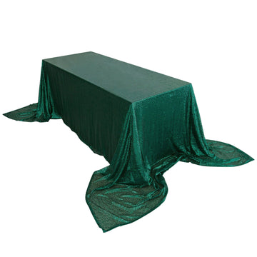 90x156" Hunter Emerald Green Seamless Premium Sequin Rectangle Tablecloth