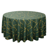 120inch Hunter Emerald Green Round Polyester Tablecloth With Gold Foil Geometric Pattern