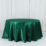 132inch Hunter Emerald Green Seamless Satin Round Tablecloth