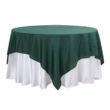 90"x90" Hunter Emerald Green Seamless Square Polyester Table Overlay