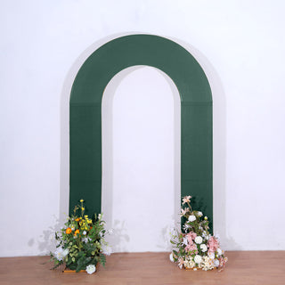 Elevate Your Event with the 8ft Hunter Emerald Green Spandex Fitted Open Arch Wedding Arch Cover