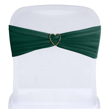 5 Pack Hunter Emerald Green Spandex Stretch Chair Sashes Bands Heavy Duty with Two Ply Spandex - 5"x12"
