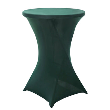 Hunter Emerald Green Highboy Spandex Cocktail Table Cover, Fitted Stretch Tablecloth for 24"-32" Dia High Top Tables