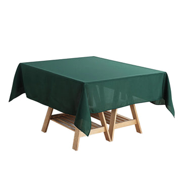 Hunter Emerald Green Polyester Square Tablecloth, 54"x54" Table Overlay