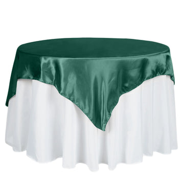 60"x60" Hunter Emerald Green Square Smooth Satin Table Overlay
