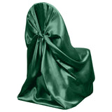Hunter Emerald Green Satin Self-Tie Universal Chair Cover, Folding, Dining, Banquet