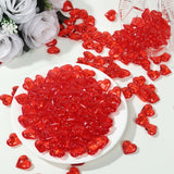 250 Pcs Red Acrylic Heart Diamond Gems Table Scatters, Translucent Valentine's Day Ornaments Vase