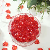 250 Pcs Red Acrylic Heart Diamond Gems Table Scatters, Translucent Valentine's Day Ornaments Vase