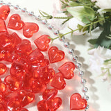 250 Pcs Red Acrylic Heart Diamond Gems Table Scatters, Translucent Valentine's Day Ornaments Vase