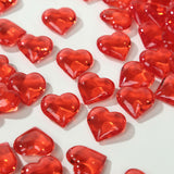 250 Pcs Red Acrylic Heart Diamond Gems Table Scatters, Translucent Valentine's Day Ornaments Vase