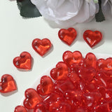 250 Pcs Red Acrylic Heart Diamond Gems Table Scatters, Translucent Valentine's Day Ornaments Vase