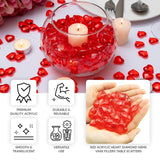 250 Pcs Red Acrylic Heart Diamond Gems Table Scatters, Translucent Valentine's Day Ornaments Vase