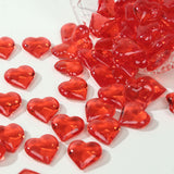 250 Pcs Red Acrylic Heart Diamond Gems Table Scatters, Translucent Valentine's Day Ornaments Vase