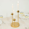 10inch Tall Vintage Gold Metal 3-Arm Round Taper Candle Candelabra