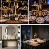 Cluster-style taper candle centerpiece adding height, dimension, and ambient candlelight to event...