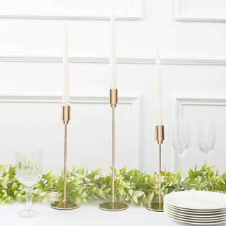 Add Elegance to Your Space with the Gold Metal Taper Candle Holder Set