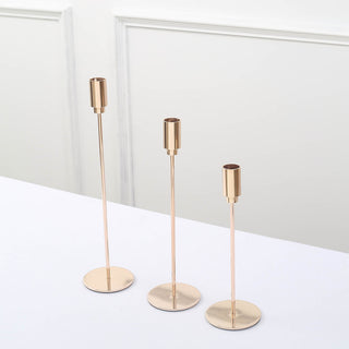 Create a Memorable Event with the Gold Metal Taper Candle Holder Set