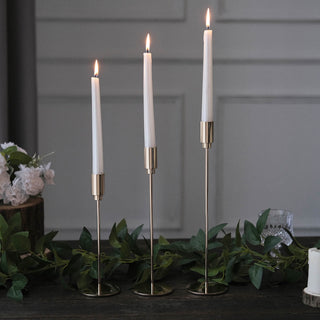 Add a Touch of Glamour to Your Home with the Gold Metal Taper Candle Holder Set