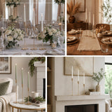 Elegant taper candle holders designed to add height, warmth, and sophistication to wedding and re...