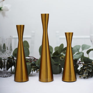 Elegant Gold Metal Candlestick Holders for a Touch of Nordic Sophistication