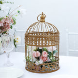 Set of 2 | Metallic Gold Wrought Iron Bird Cage Card Holders - 9inch / 13inch