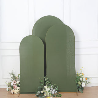 Matte Olive Green Spandex Fitted Chiara Backdrop Stand Cover