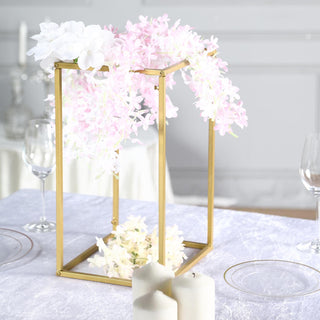 Elevate Your Event Decor with the 2 Pack | 16" Rectangular Gold Metal Wedding Flower Stand