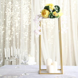 Create Unforgettable Moments with the 2 Pack | 24" Rectangular Gold Metal Wedding Flower Stand