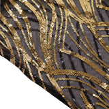 Set of 3 Black Wave Mesh Chiara Wedding Arch Covers With Gold Embroidered Sequins, Fitted Covers