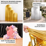 Stretch spandex arch covers with shimmering metallic sheen for weddings, receptions, and special ...