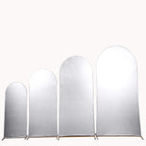 Set of 4 Silver Spandex Chiara Wedding Arch Covers With Metallic Finish